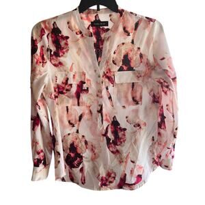 IVANKA TRUMP y neck white cherry red bubblegum pink flowers officer siren sz M